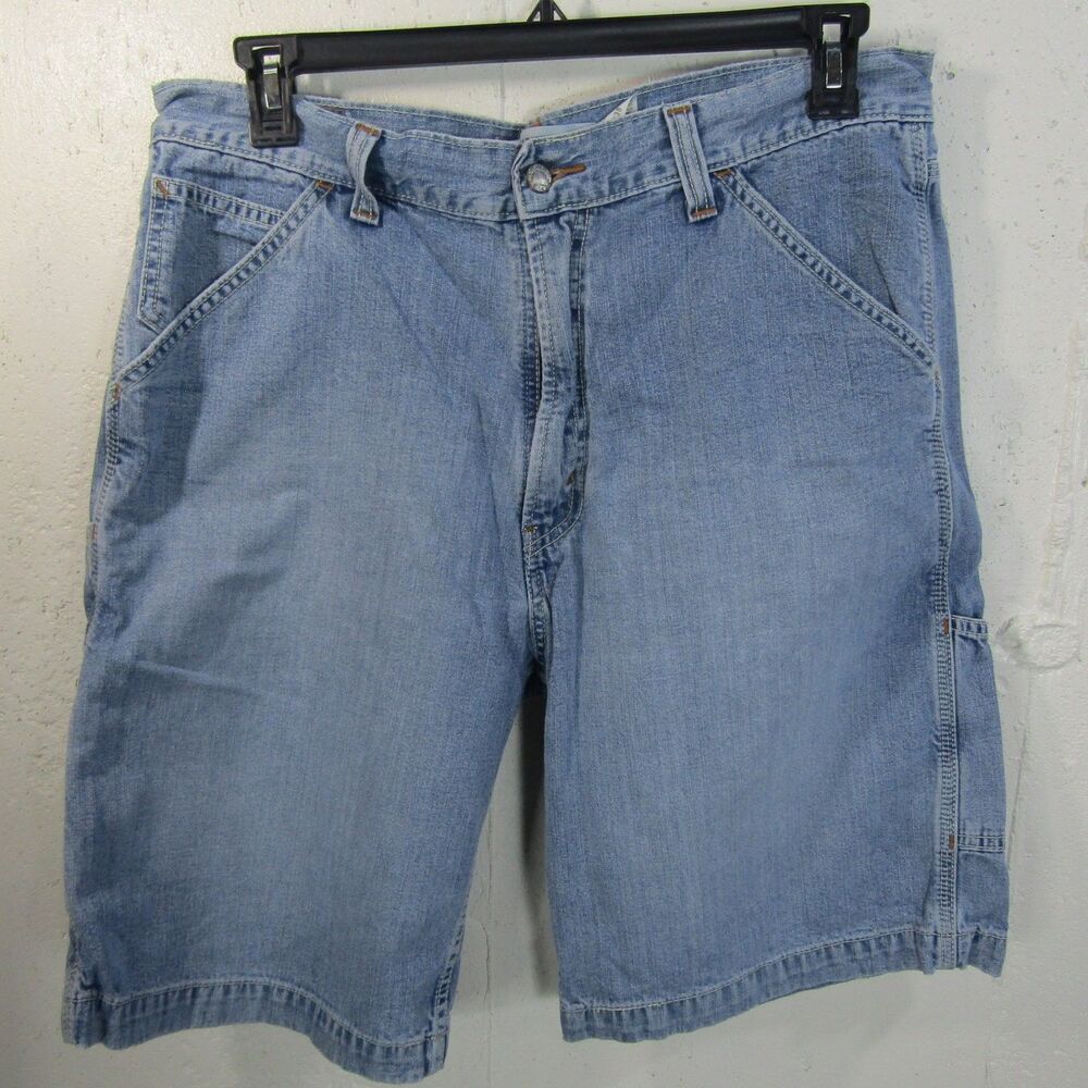 Levi's Men's W36 Blue Carpenter Denim Shorts Y2K Loose Straight Fit 11" Inseam